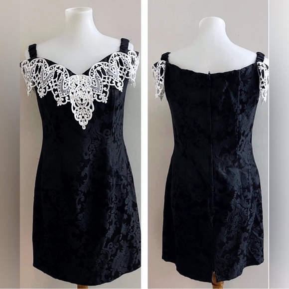 Jessica McClintock 80s Gunne Sax Party Dress Whimsigoth Goth Fall Castlecore - Picture 2 of 3